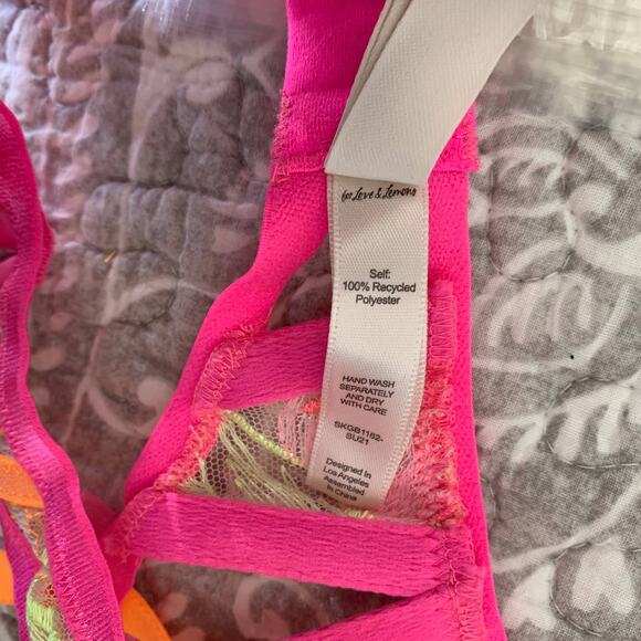 NEW For Love and Lemons Tulip Garter Belt in Neon Pink and Orange - Picture 9 of 10